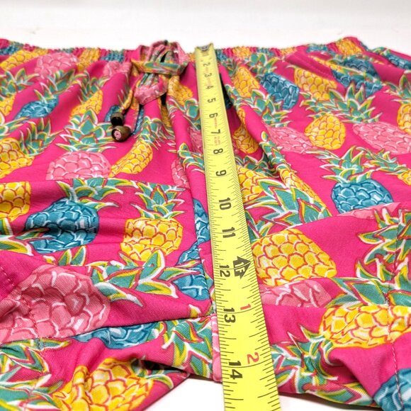 Simply Southern Pink Pineapple Shorts L/XL Fringe Tassel Pull On Tropical - Picture 15 of 16